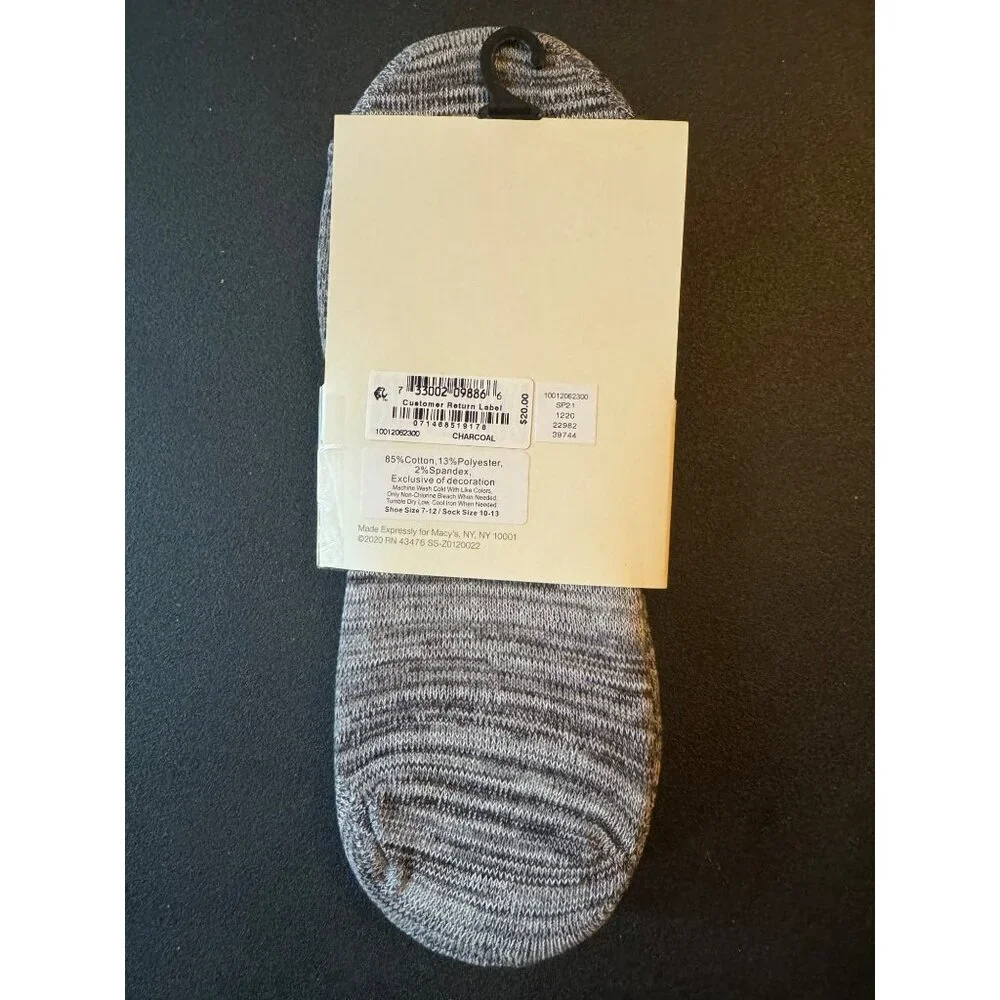 Sun + Stone Mens 3 Pack Knit No‎ Show Socks, Shoe Size 7-12, Charcoal, NWT